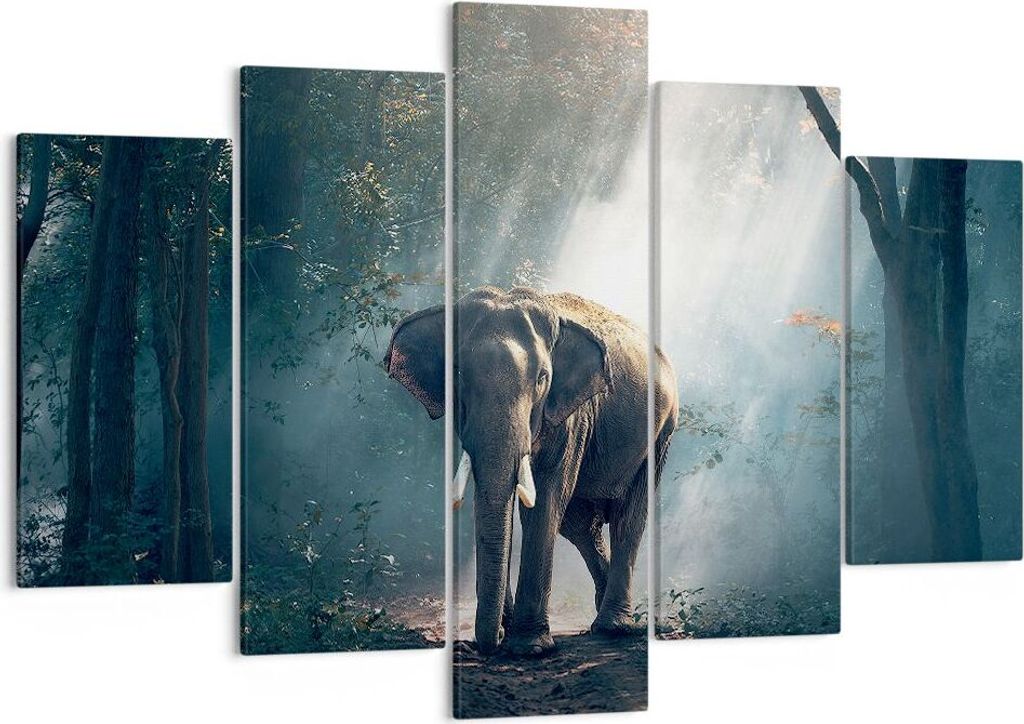Bild auf Leinwand - Leinwandbild - elefant natur - 150x100cm - Wand Bild - Wanddeko - Wandbilder - Leinwanddruck - Bilder - Kunstdruck - Wanddekora...