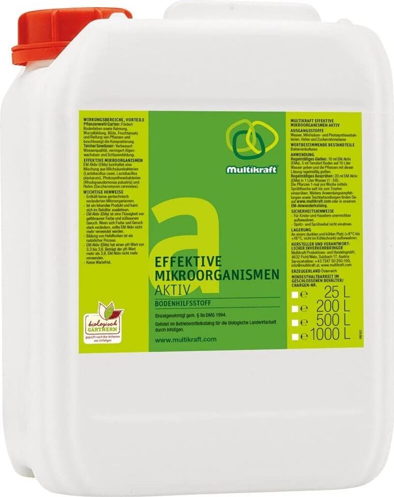 MULTIKRAFT Microrganismi Efficaci EM-Attivo 5L - Fertilizzante Naturale E Attivatore Del Suolo Per Piante E Compost
