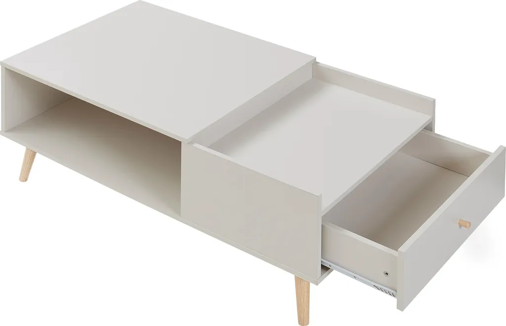 Table basse Hallevil idéale pour salon moderne : tiroir et gris clair - 7