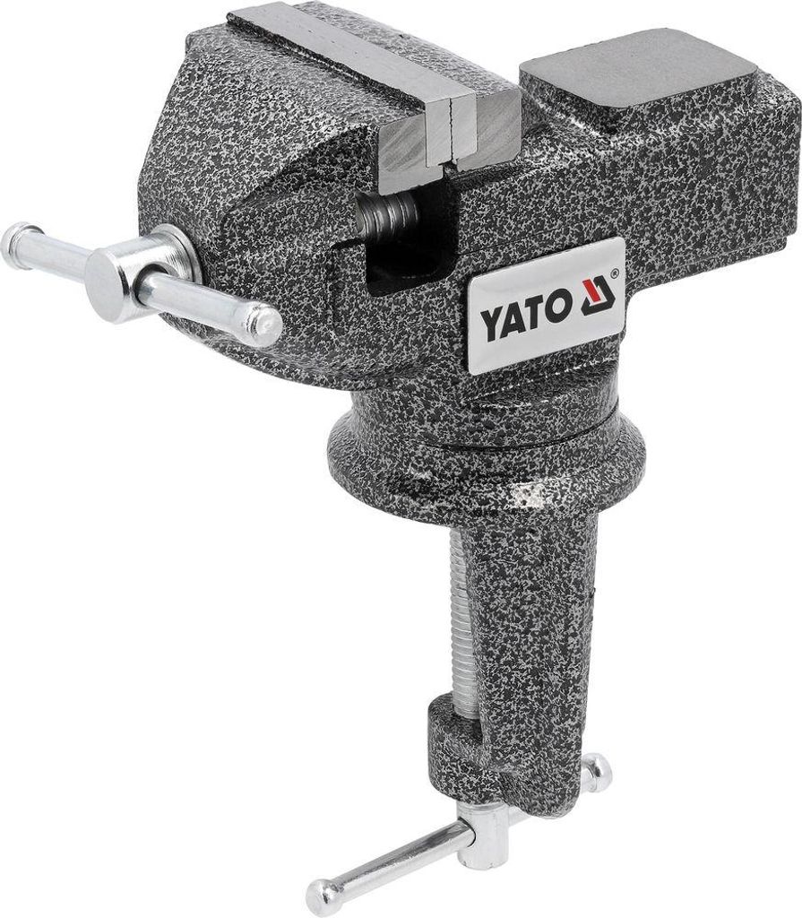 YATO Tischschraubstock mit Amboss 60mm Bankschraubstock– drehbar Gusseisen Schraubstock 360° | 50 kg Spannkraft