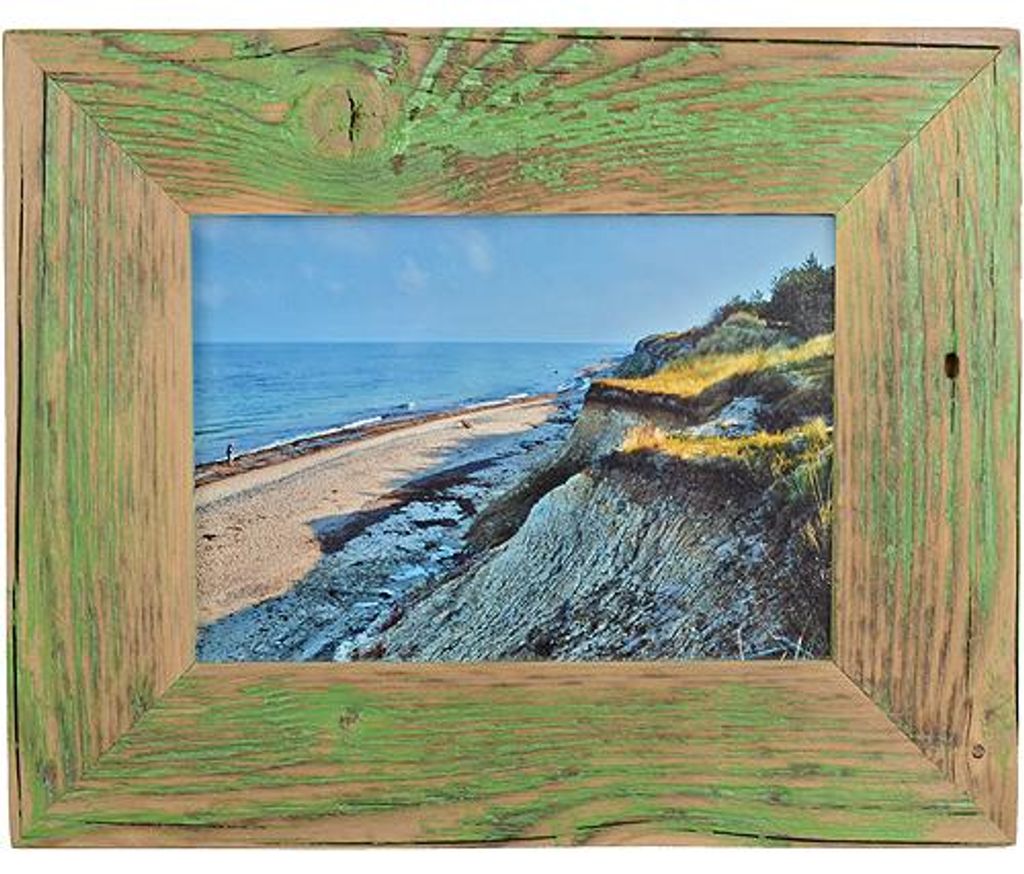 Quadratischer Bilderrahmen 15x15 cm apfelgrün handgefertigt aus Altholz Mein Landhaus