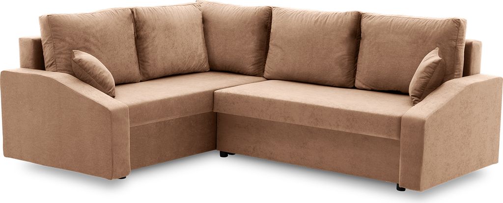 Ecksofa GRANDE PLUS mit Schlaffunktion L-förmig - Eckcouch mit 2 Bettkasten - MIKRO 48 Cappuccino Links (Muster 1)
