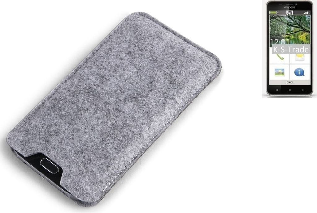 K-S-Trade Filz Handyhülle kompatibel mit Emporia SMART.2 Schutzhülle Filztasche Filz Tasche Case Sleeve Handy Hülle Filzhülle grau