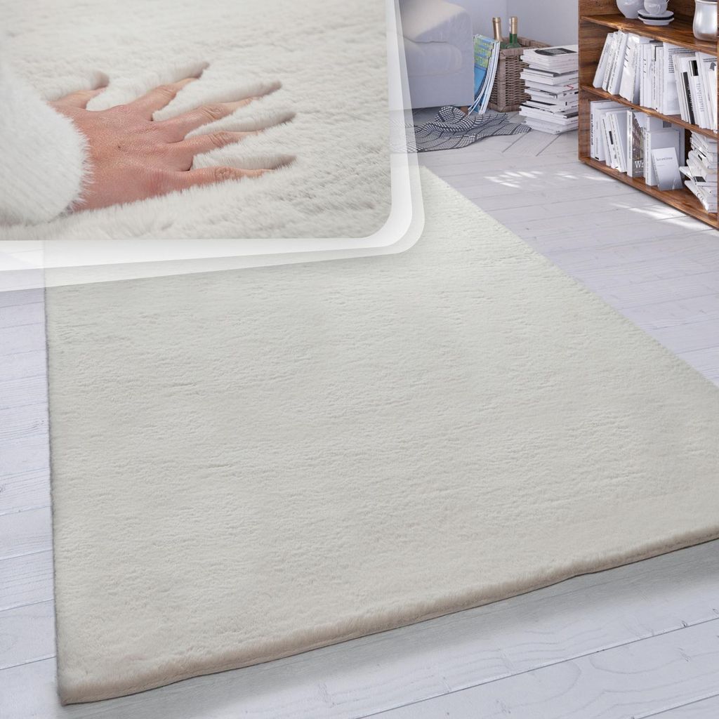Hochflor Teppich Wohnzimmer Kunstfell Super Soft Einfarbig Produktbild 