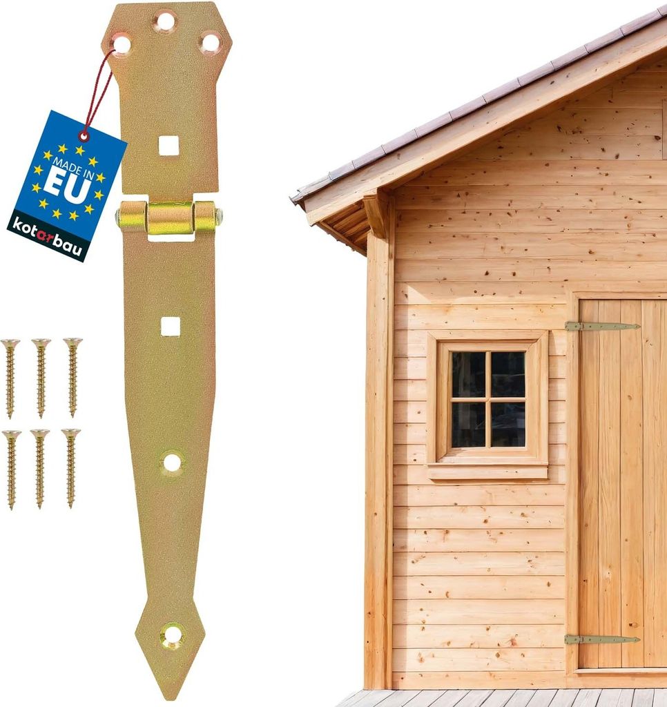 KOTARBAU Werfgehänge 200 mm Türband Torscharnier Verzinkt Ladenband Kreuzgehänge Türscharnier Band Scharnier Zierscharniere Gelb Rostfrei