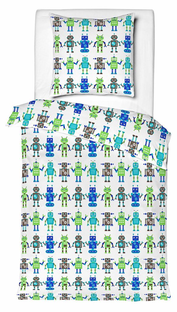 JACK Renforcé Kinder Bettwäsche 2 tlg. 135x200cm Roboter Produktbild 