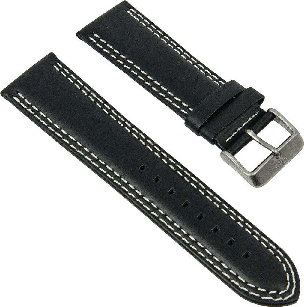 Ersatzband Leder schwarz glatt 24mm für s.Oliver SO-2199-LM