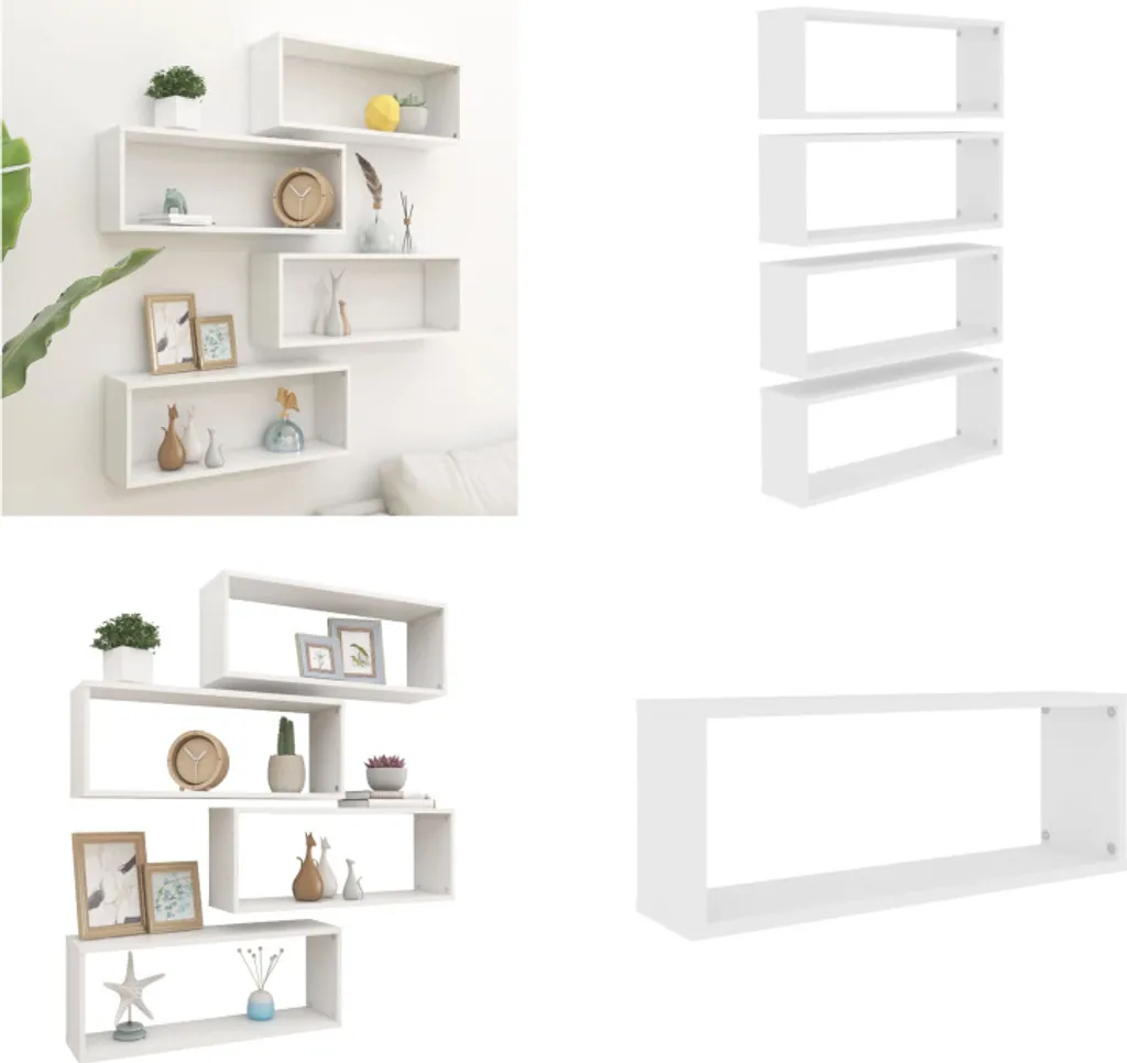 vidaXL Étagères Cubes 4 pcs Blanc 60x15x23 cm en Bois d'Ingénierie