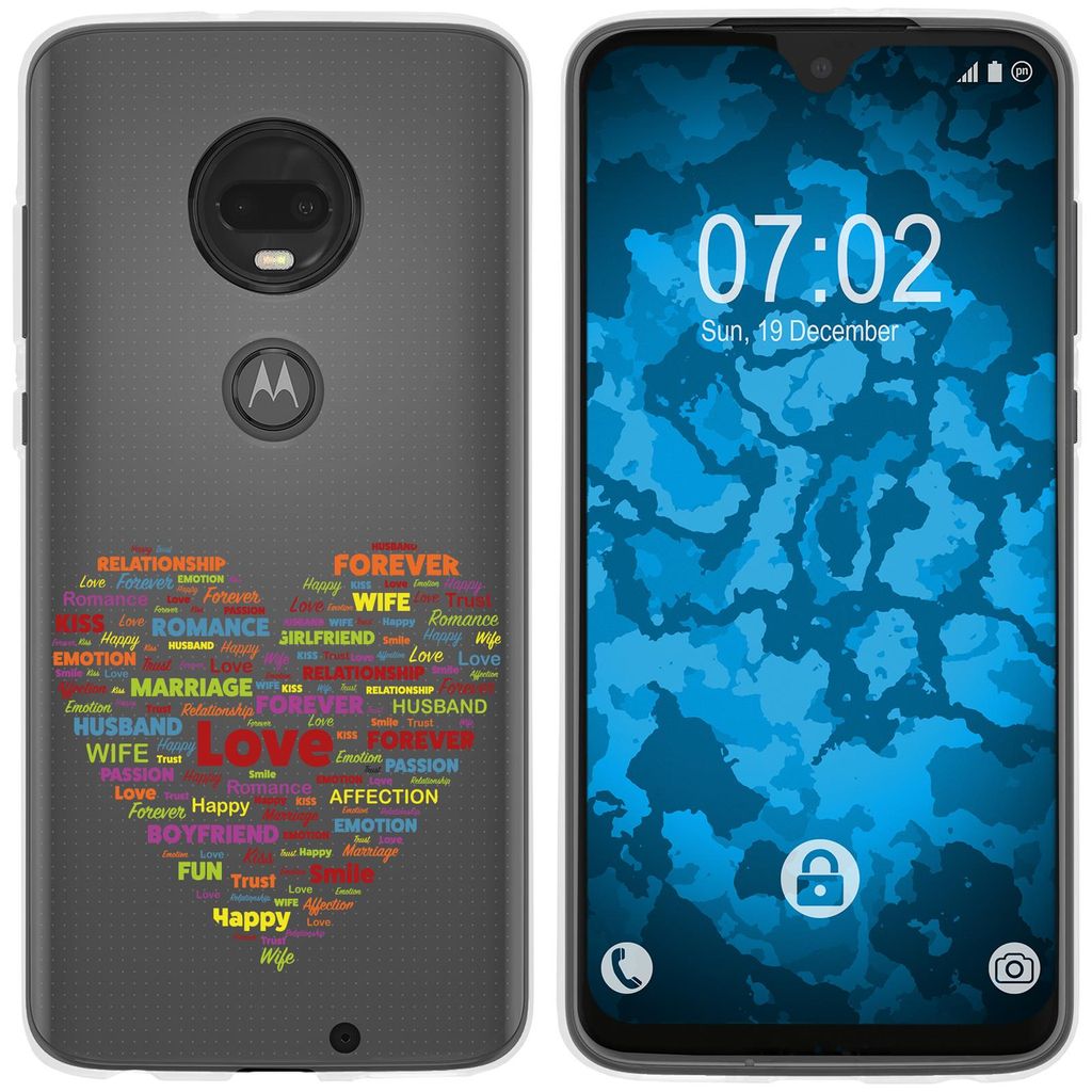 PhoneNatic Case kompatibel mit Motorola Moto G7 Plus Silikon-Hülle pride Herz M5