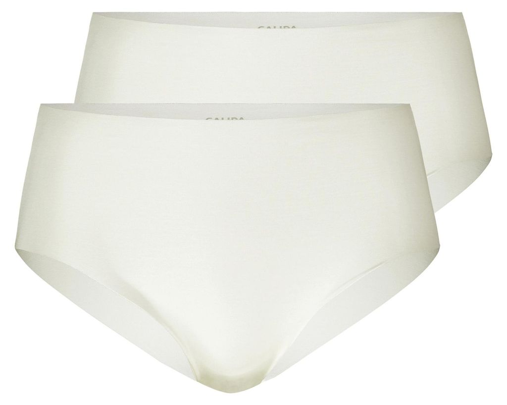 CALIDA Damen Midi-Slip 2er Pack - Natural Skin, Unterhose, einfarbig Weiß L (48/50)