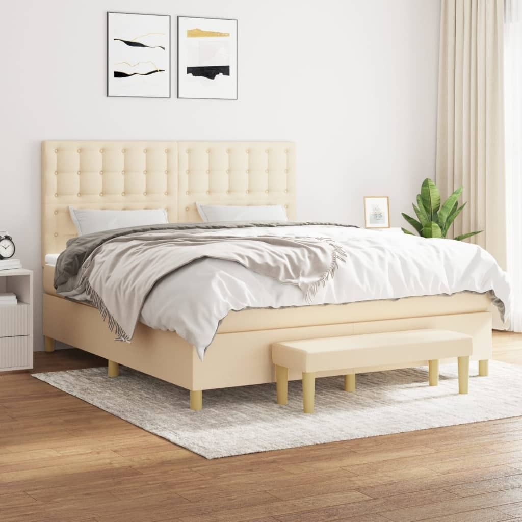 Maison Exclusive - Boxspringbett mit Matratze Creme 180x200 cm Stoff