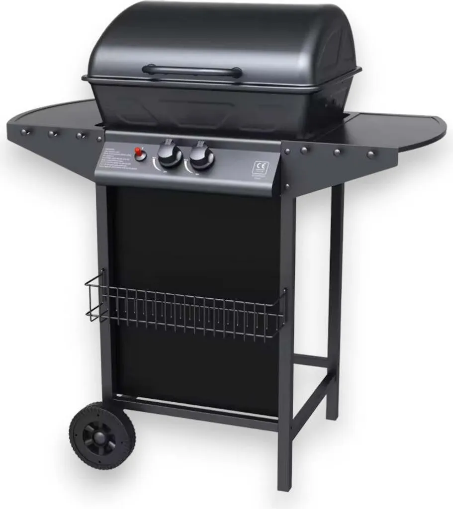 Barbecue à gaz 2 feux avec pierre de lave et grille en acier chromé
