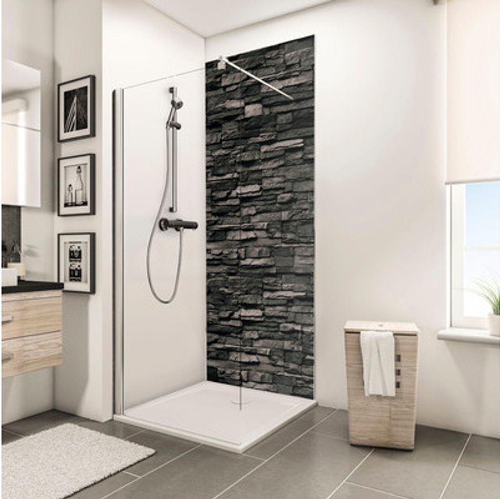 Duschrückwand SCHULTE DecoDesign Verblender anthrazit dunkel 255 x 150 cm D1901525 613 255
