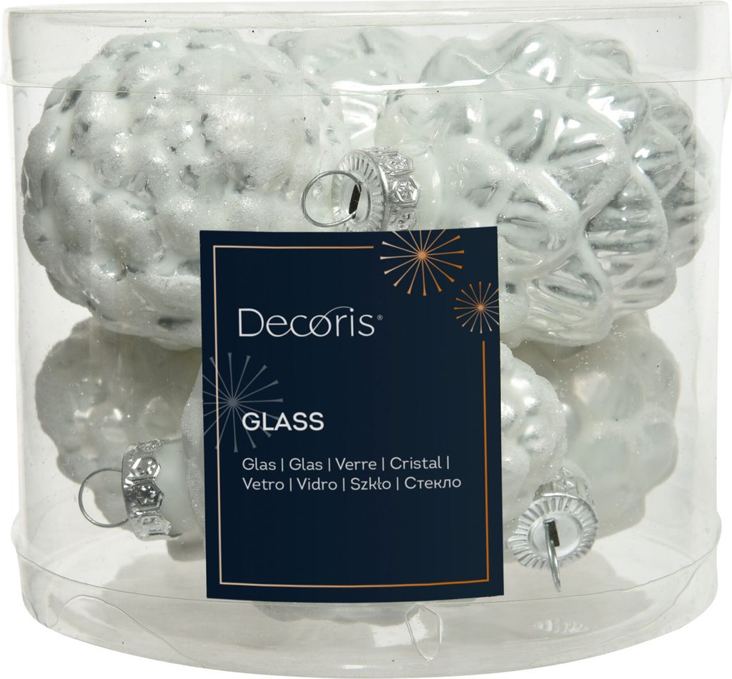 Christbaumkugeln Weihnachtszapfen weiß 6 Stk. 7 cm Produktbild 