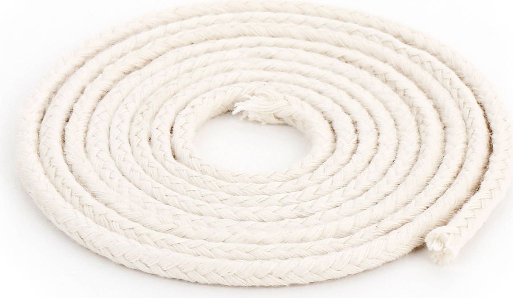 5 meter Runddocht 100% reine Baumwolle 3,7mm dünn für Öllampe, Petroleumlampe