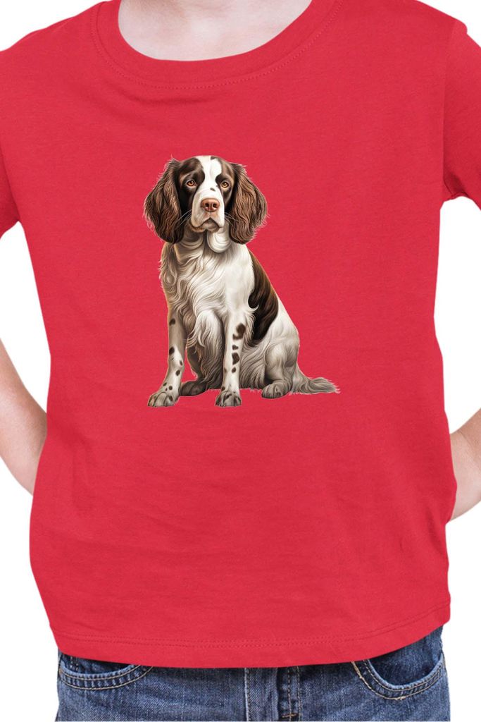 Kinder T-Shirt Dogs Breeds English Springer Spaniel Dog Breed 006, 3-4 Jahr - 104 / Rot