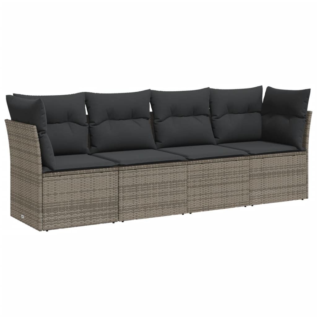 vidaXL 4-tlg. Garten-Sofagarnitur mit Kissen Grau Poly Produktbild 