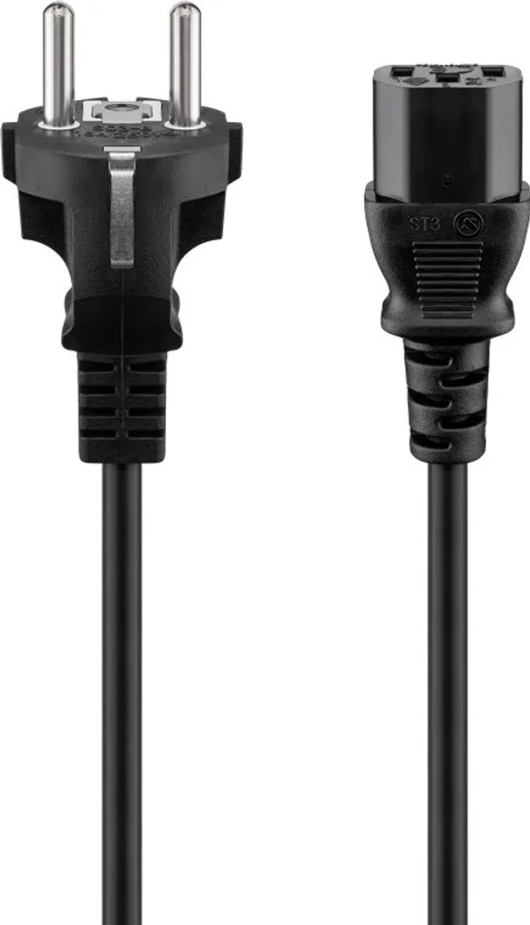 Câble de raccordement C13 robuste 1,8m noir avec fiche de sécurité