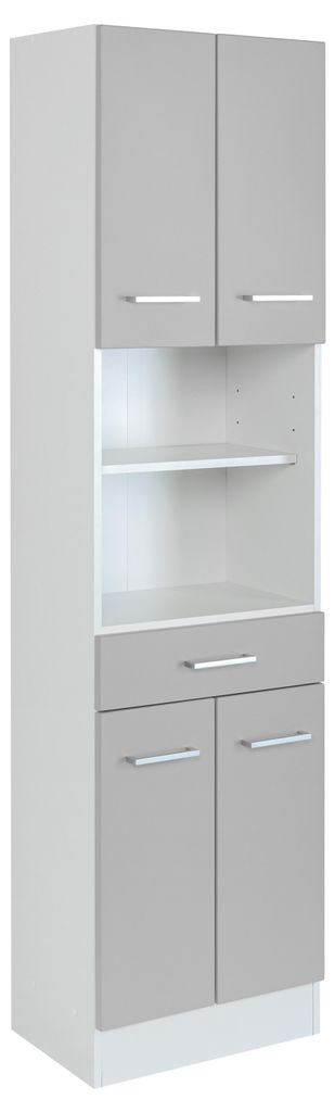 Basera Badezimmer Hochschrank Solene 50 cm breit, Korpus: weiß, Front: matt hellgrau