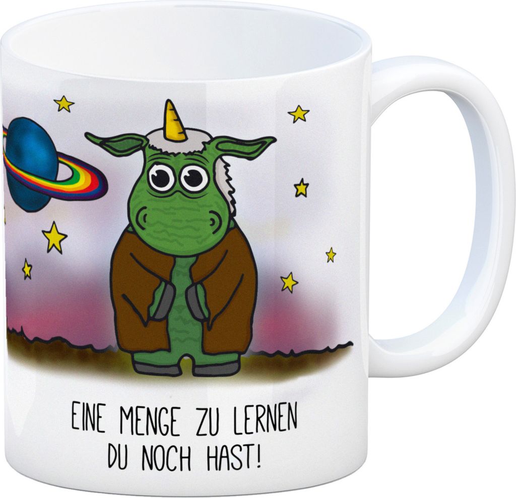 Honeycorns Kaffeebecher mit Einhorn Motiv und Spruch: Eine Produktbild 