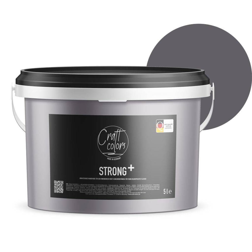 (5L) Wandfarbe Strong+ Schiefer, Nassabriebklasse 1