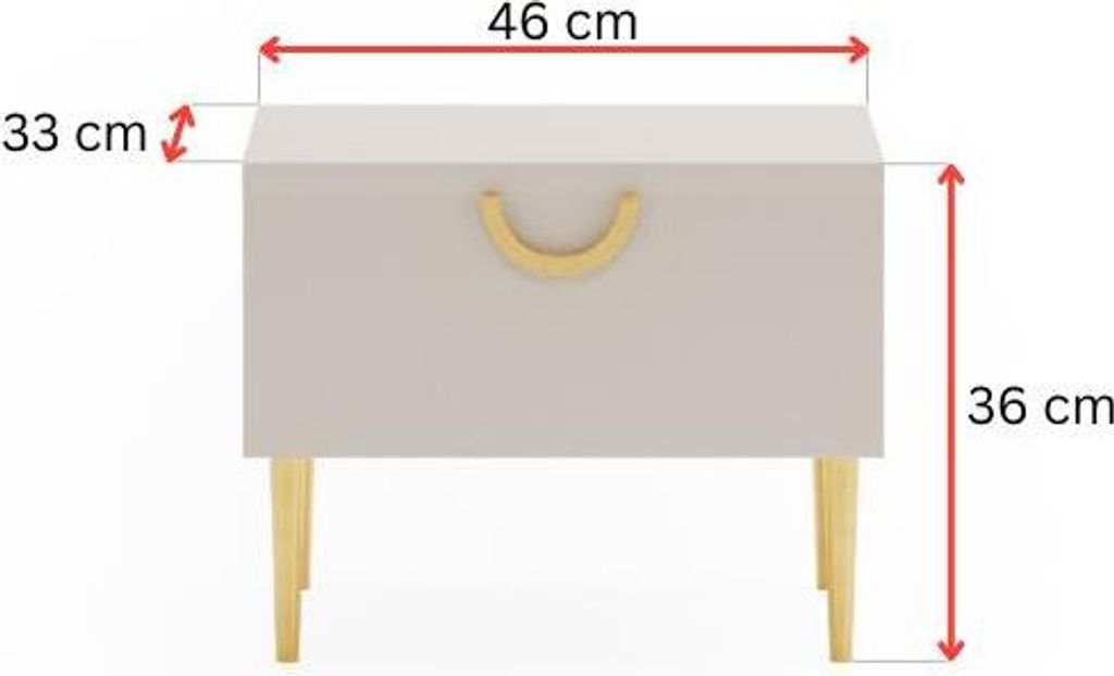 Nachttisch cashmere, goldene Griffe B01