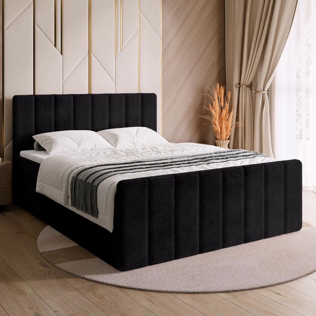 BroMARKT Boxspringbett DENVER DUO mit 2 Bettkasten, Bonell-matratze, Polsterbett, Bett (Anthrazit, Poso 135, 140x200 cm)