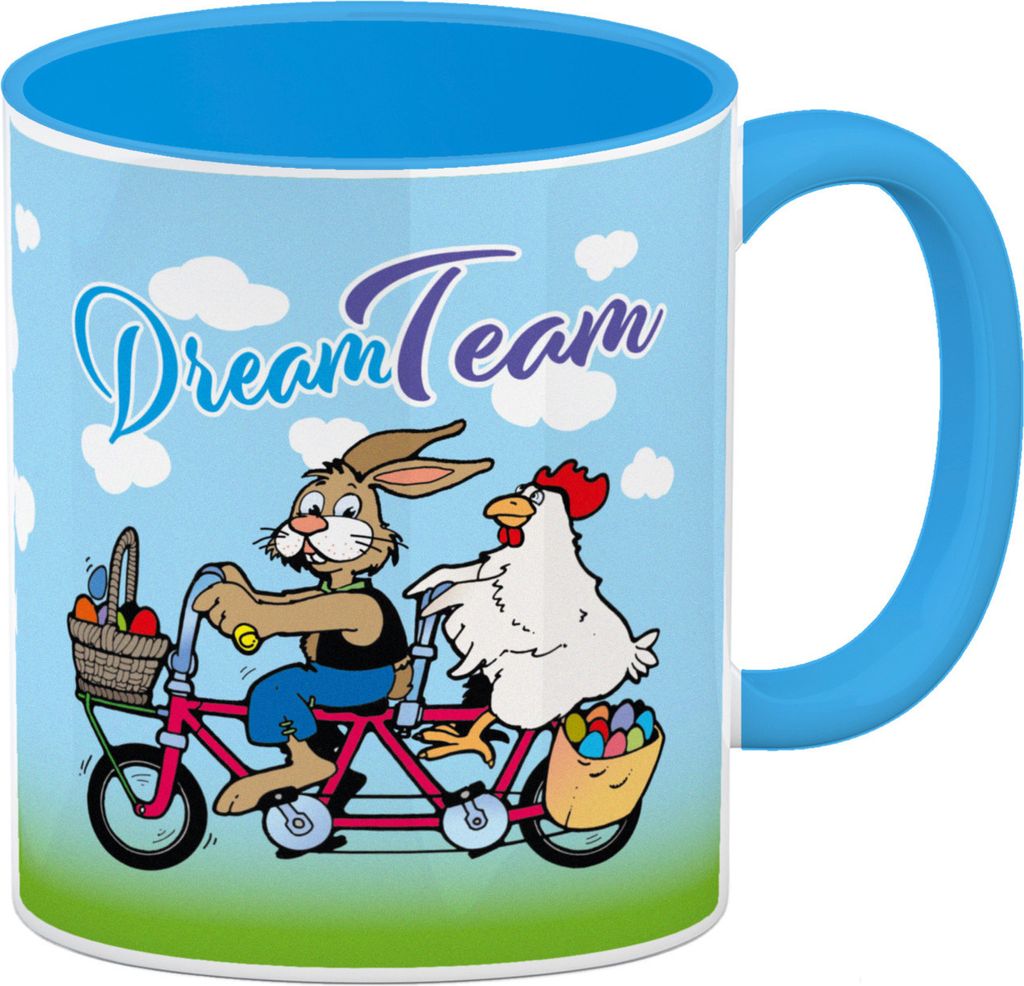 Dream Team Kaffeebecher Hellblau Kaffeebecher zum Thema Produktbild 