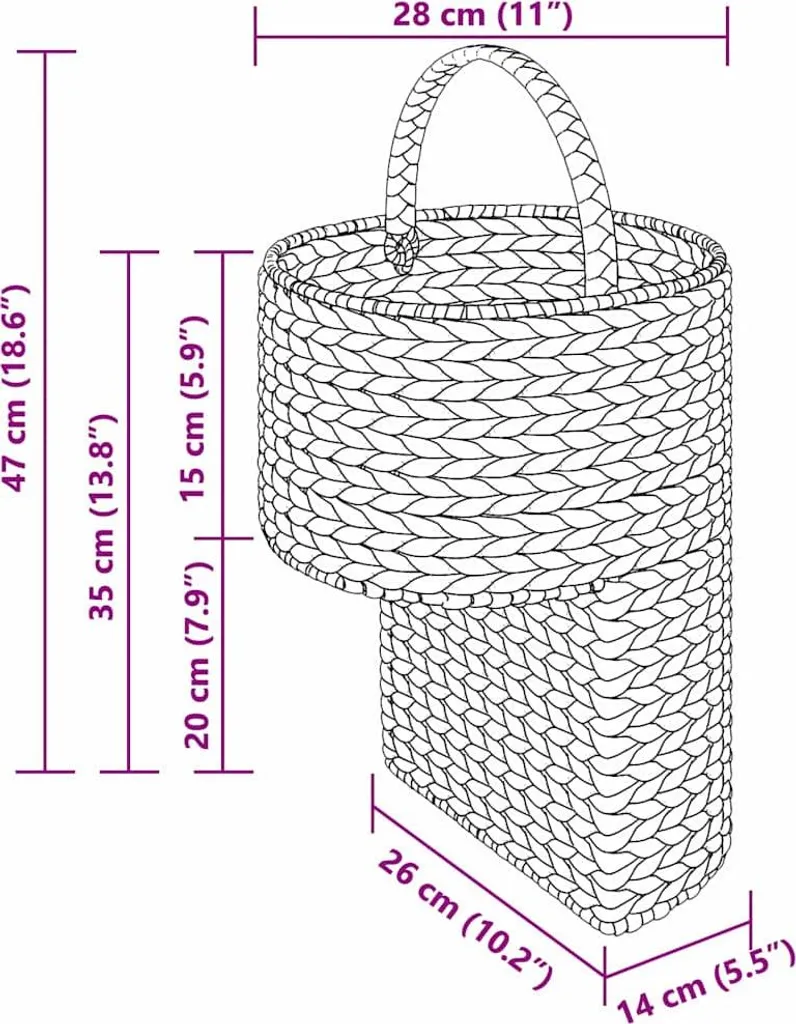 Panier d'escalier anti-encombrement en jacinthe d'eau - Solution rangement - 12