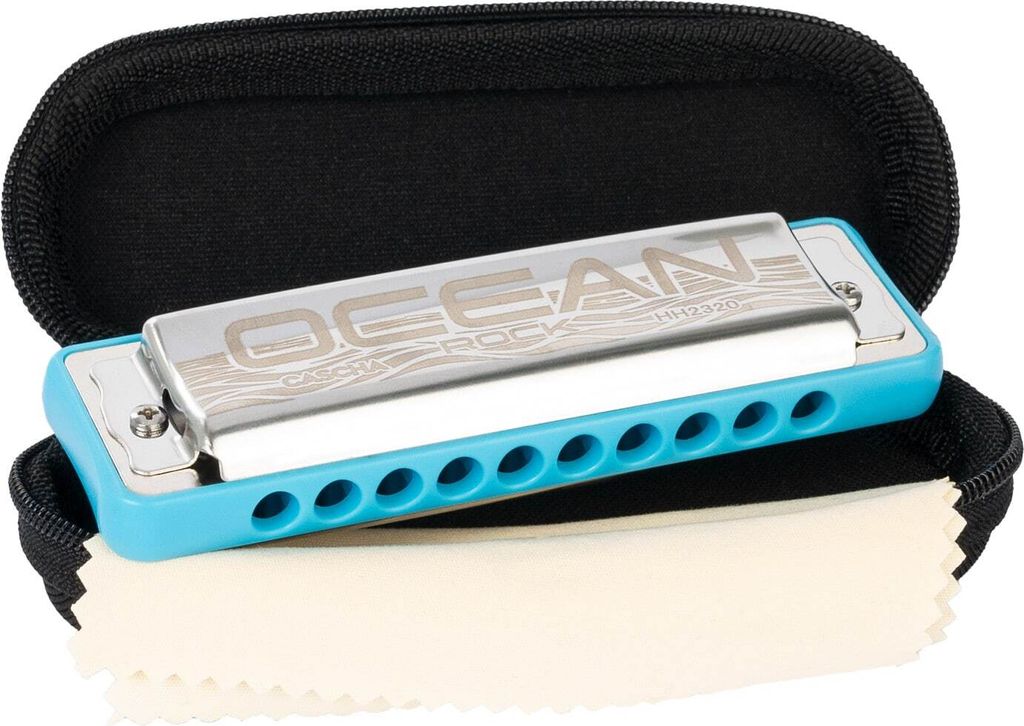 Ocean Rock Blues Harmonica in D, blue (incl. stylish softcas
