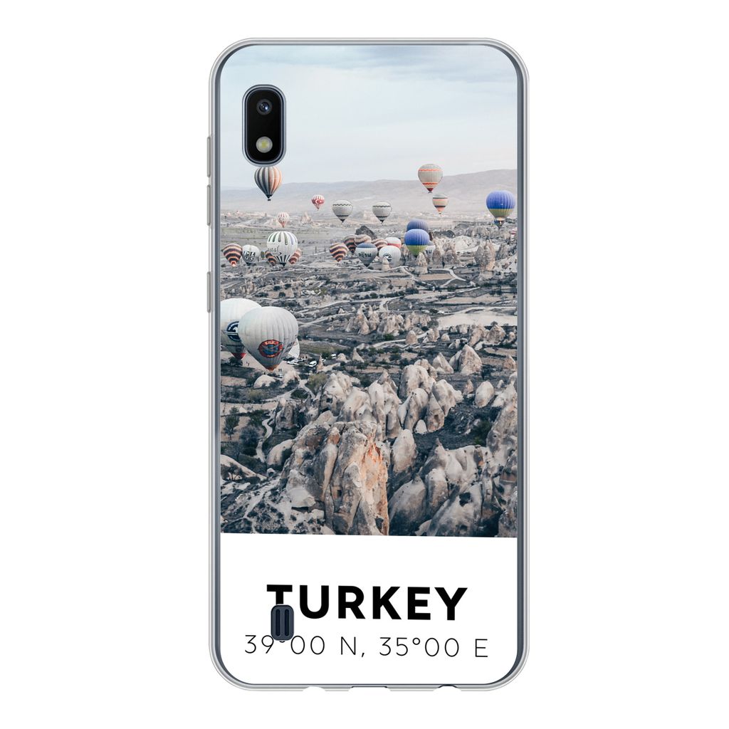 MuchoWow Handyhülle Schutzhülle Hülle für Samsung Galaxy A10 Türkei - Felsen - Luftballons Silikon Softcase Handy Hülle - Schutzhülle