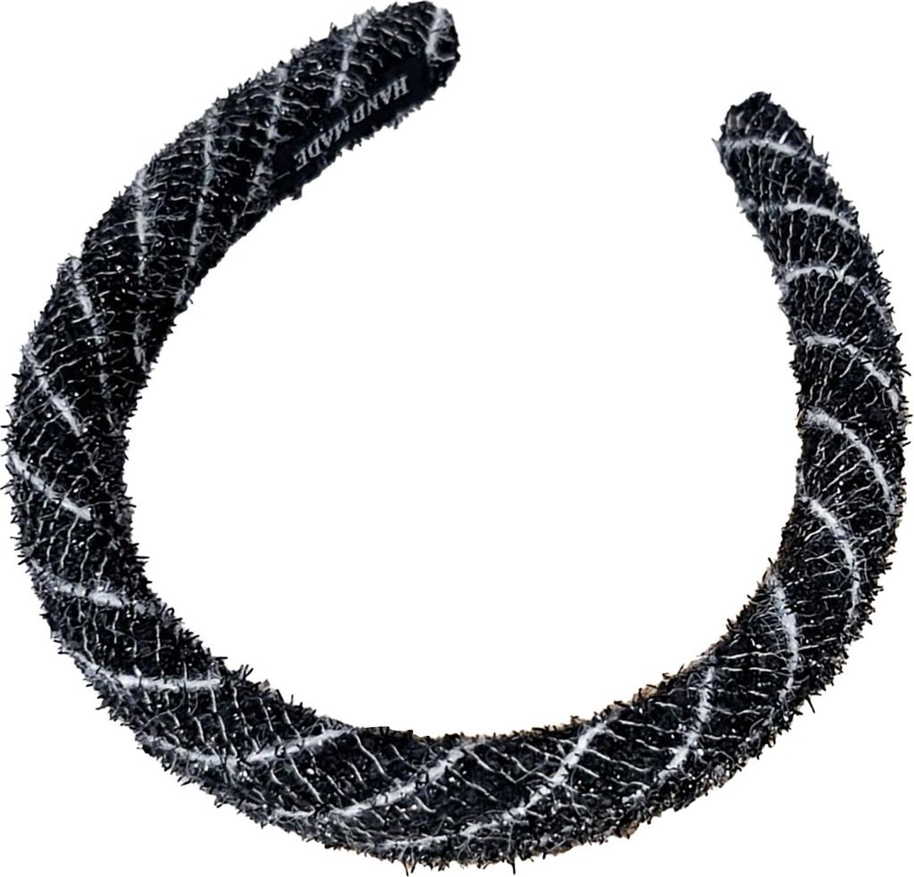 Breiter Haarreif aus Tweed mit Glitzer – Retro Noir