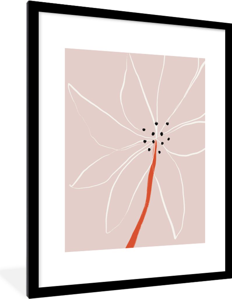 MuchoWow Gerahmtes Poster Blumen - Abstrakt - Pastell 60x80 cm - Poster mit Schwarzem Bilderrahmen Wandposter Rahmen Foto Bilder - Wohnzimmer - D...