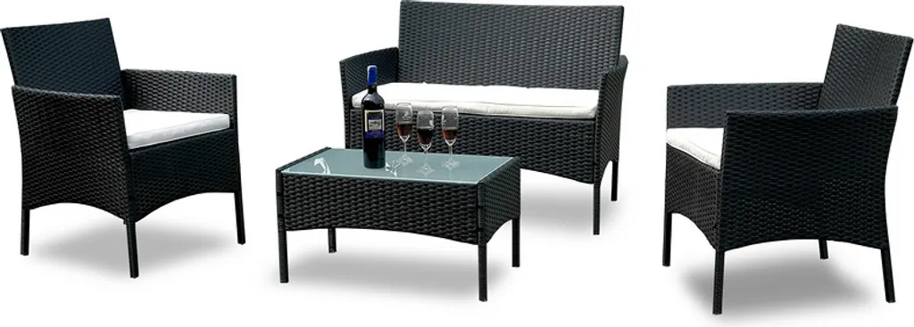 Set Balcone Relax Yakimz | Divano Esterno Nero e Tavolino Vetro