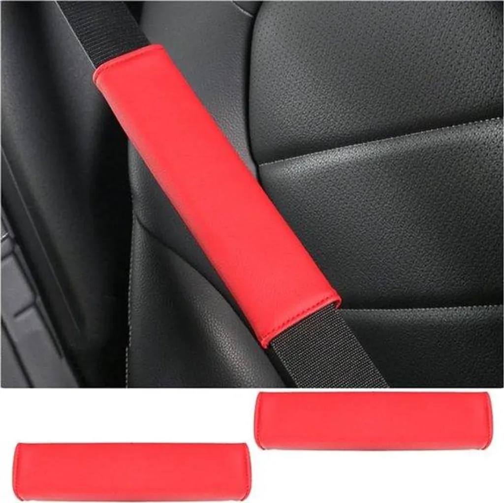 Coussinets de ceinture cuir rouge : Accessoire auto durable et ergonomique