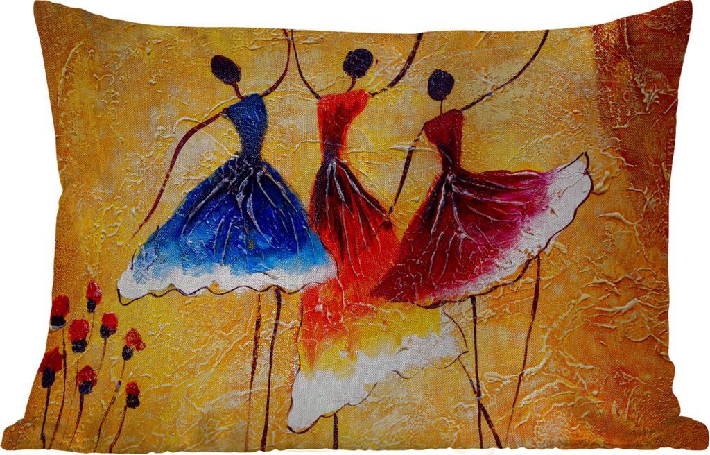 MuchoWow Outdoor Kissen - Gemälde - Frauen - Kleid - Öl - 50x30 cm - Wetterfest - Lounge Kissen - Sofa kissen - Wohnzimmer Dekoration