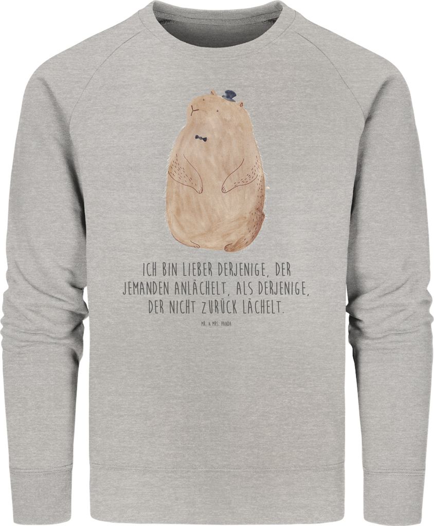 Mr. & Mrs. Panda Rundhals Pullover Murmeltier Größe S - Heather Grey - Geschenk, Respekt, Sweater, Baumwoll, Fröhlichkeit, Sweatshirt, Anstand, ...