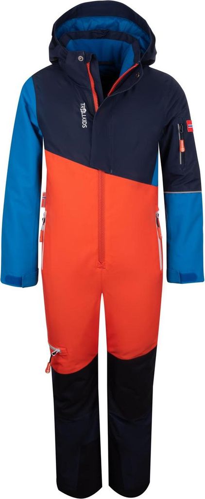 TROLLKIDS Hallingdal wasserdichter Kinder Schneeanzug mit abnehmbarer Kapuze orange 164