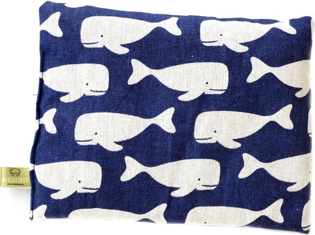 Kirschkernkissen BIO Wärmekissen Mikrowelle Miniblings 23x17cm Wale Blau Weiß