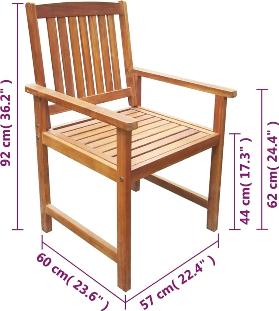 Set 2 Sedie da Giardino vidaXL in Legno Massello Acacia Marrone | Offerta - 5