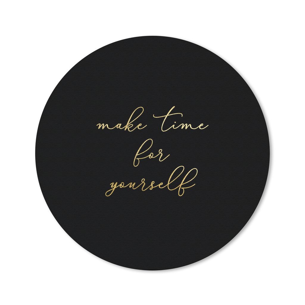 MuchoWow Mauspad Mousepad Zitat - Selfcare - Gold - Schwarz 30x30 cm - Mousepads - Maus Mat - Pad - Mausunterlage - Tischunterlage - Schreibtisch...