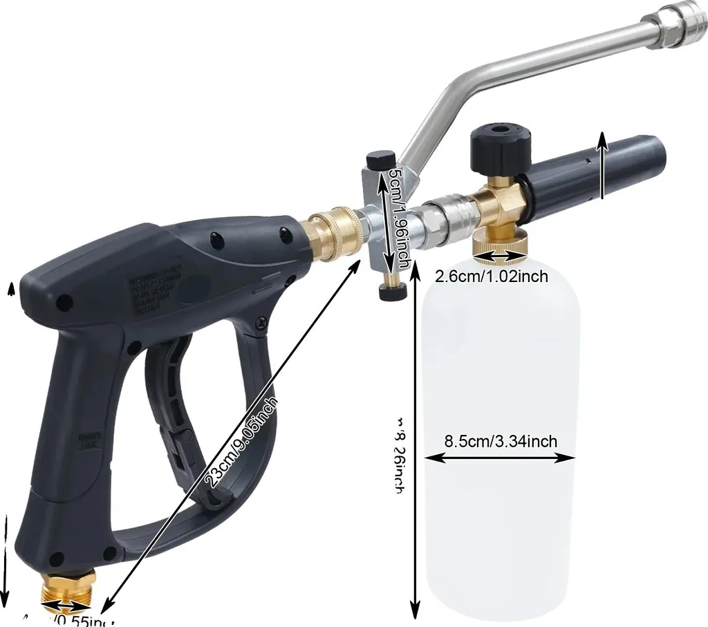 Pistolet de nettoyage extérieur haute pression noir avec buses et mousse