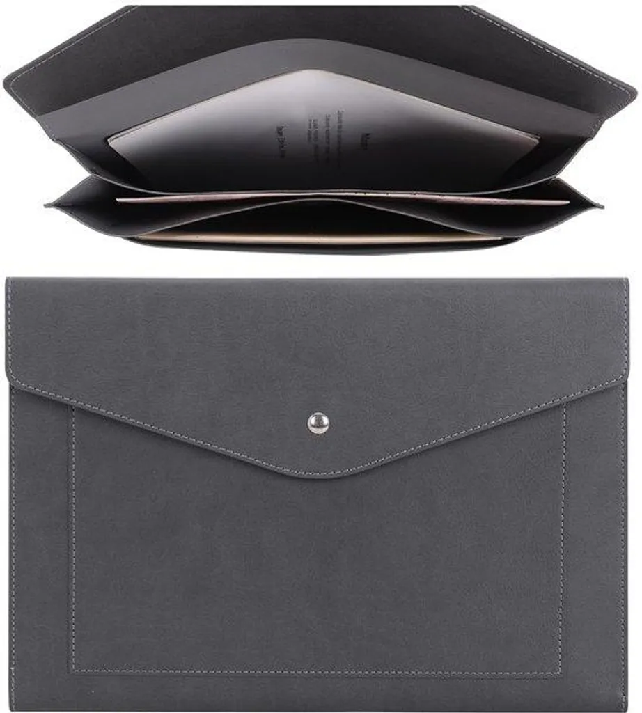 Pochette A4 vierge avec grand compartiment dépliable pour documents gris