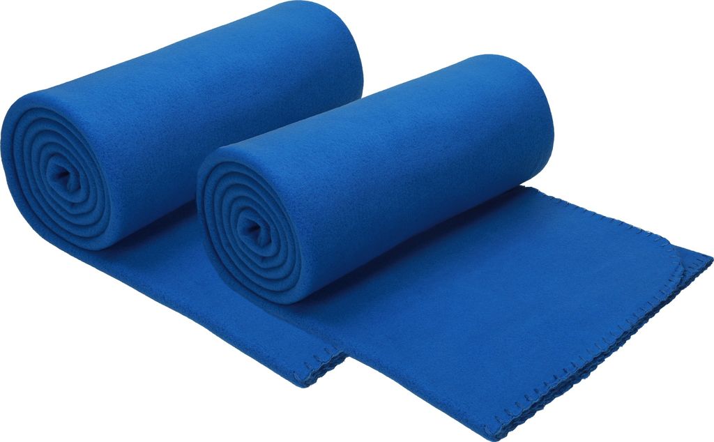Betz 2 Stück Luxus Fleecedecken 130x170 cm Kuscheldecken Farbe blau