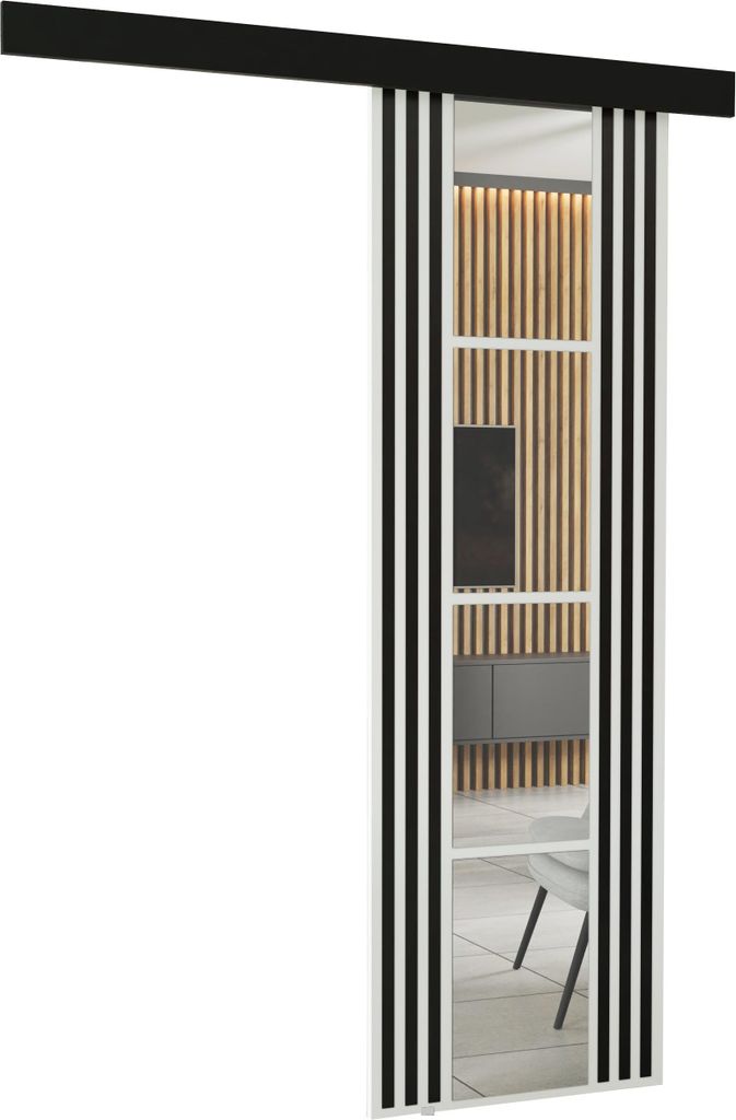 KIER FURNITURE Wandschiebetüren mit Spiegeln EMPI 60 - 66x205x1,6 cm - Weiß