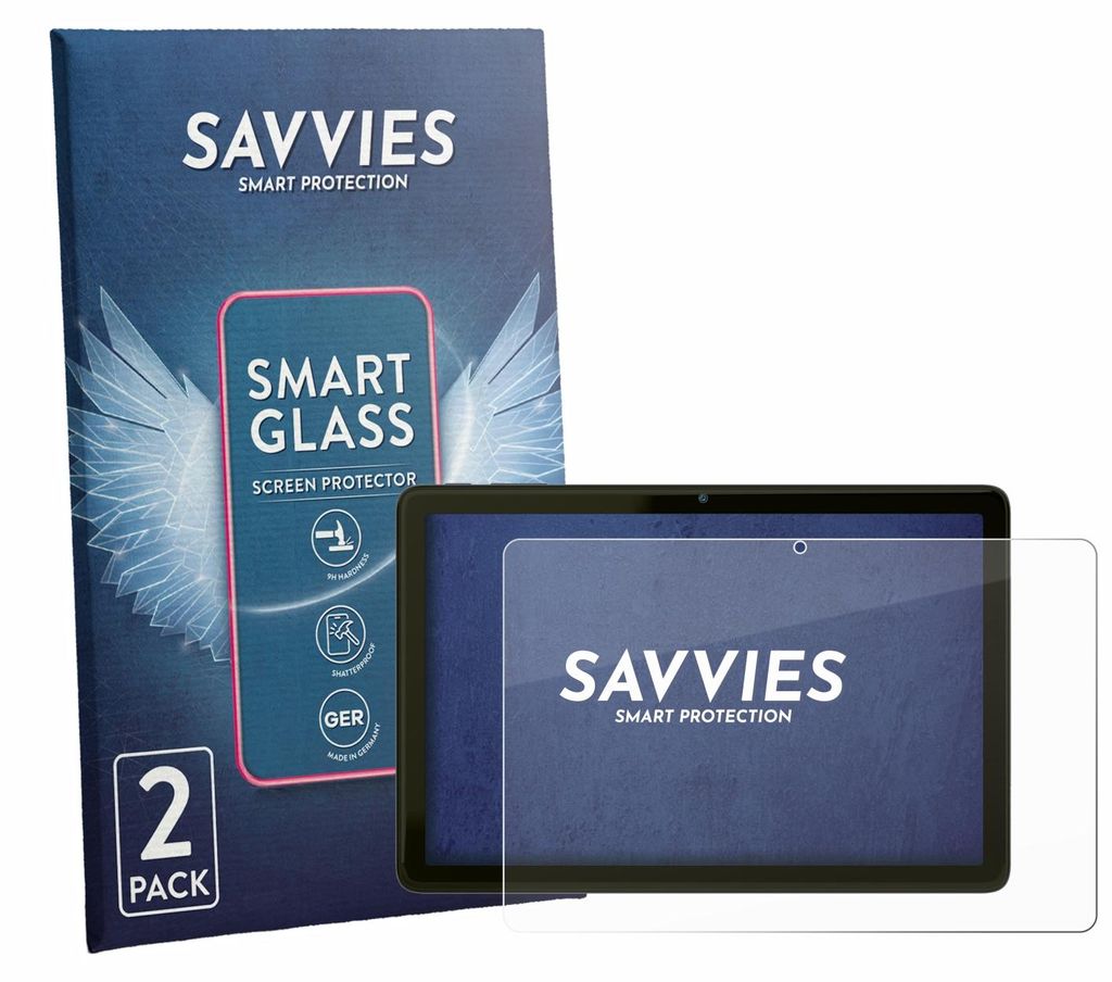 2x Savvies Schutzglas Folie für VALE Tablet V10A 9H Panzer Schutzfolie Glas Displayschutz klar transparent