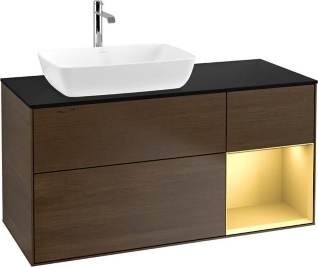 V&B Waschtischunterschrank Finion 120cm, Pl bla m, Reg gol m Lac, wal ven