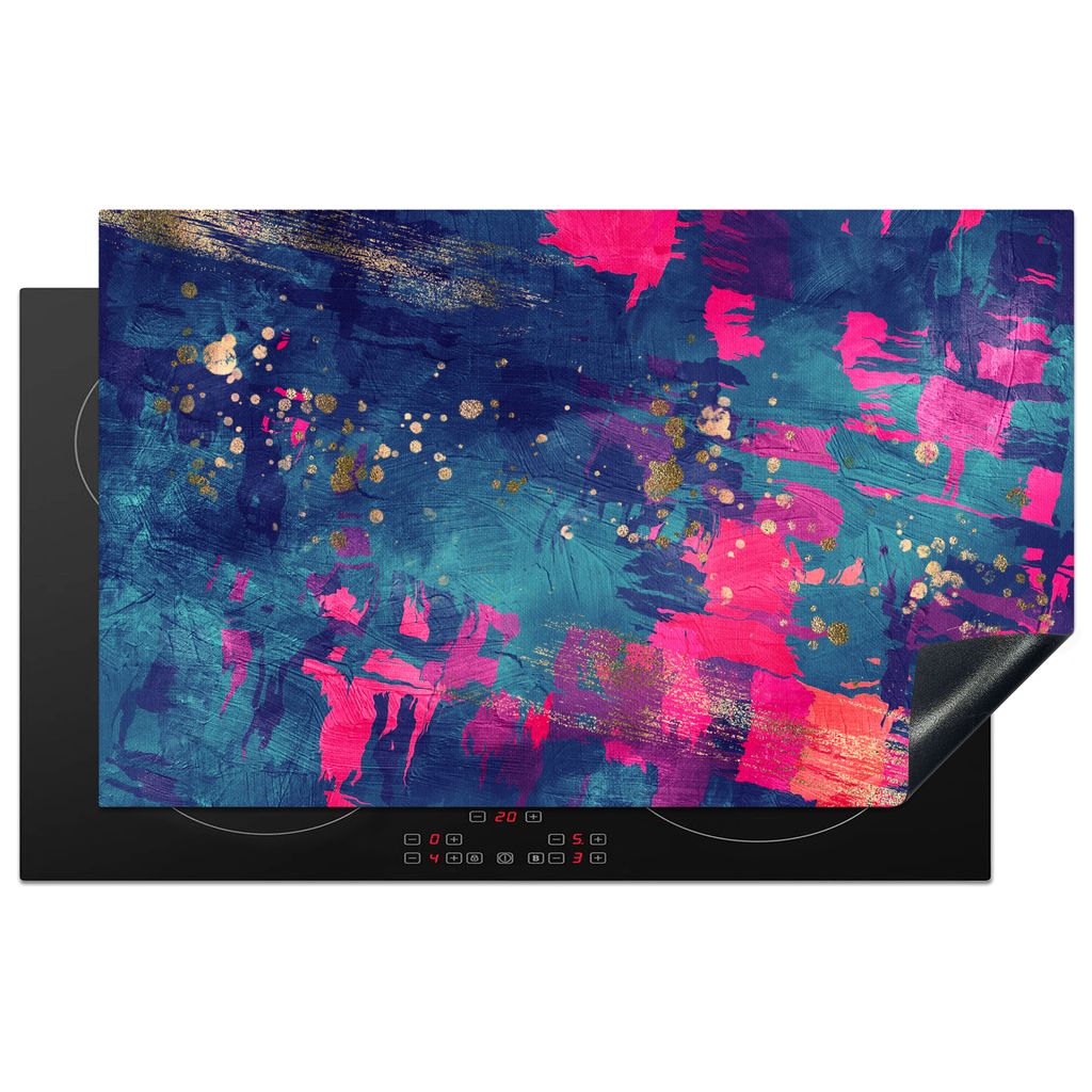 KitchenYeah Herdabdeckplatte Aquarell - Abstrakt - Farben , 85x52cm, Küche Deko, Glaskeramikfeld Herdabdeckung, Abdeckplatte fùr Kochfeld