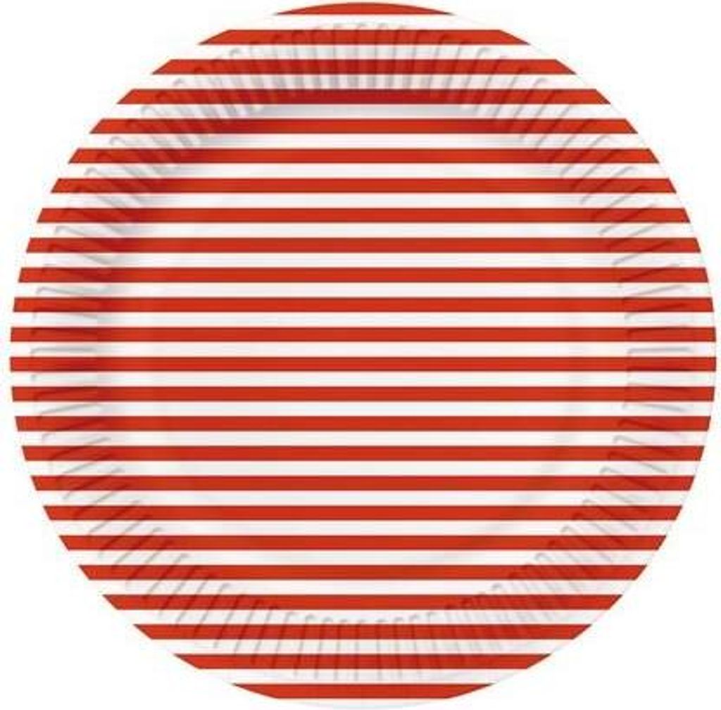 RP 10 Pappteller Stripes red - Streifen rot Ø23cm Produktbild 