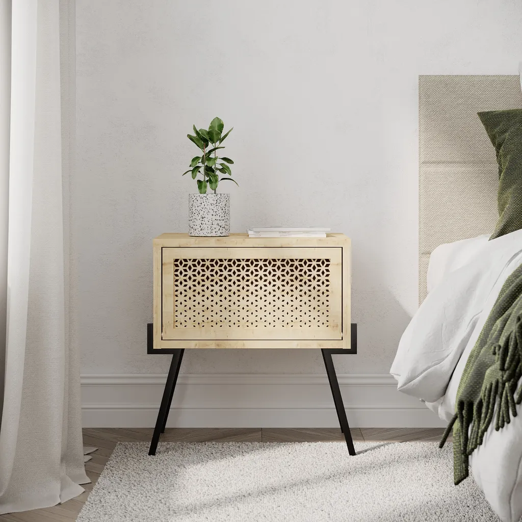 Table de chevet moderne DECORTIE Naïve en chêne - 48 x 34 x 51 cm